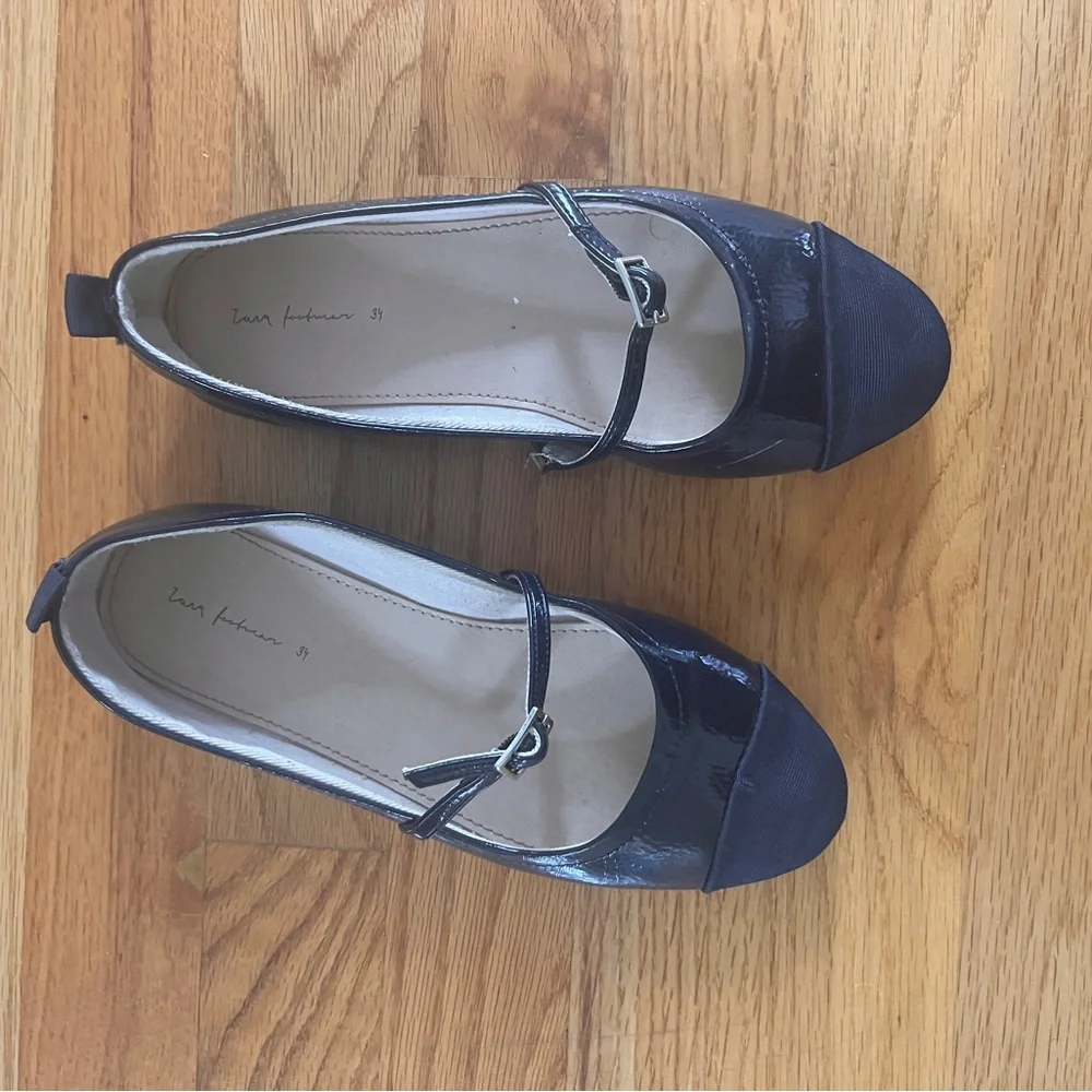Zara navy blue girl shoes size 34 Ballerina flats